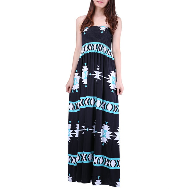 Women's Strapless Maxi Dress Plus Size Tube Top Long Skirt Sundress Party Dress